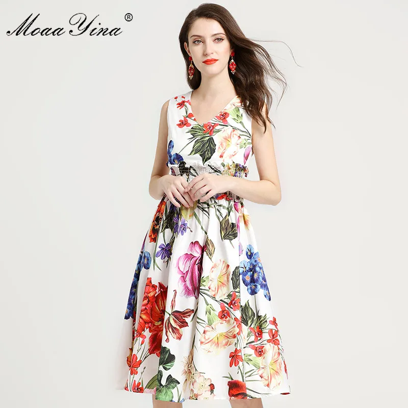 MoaaYina V-neck Floral-Print Elastic waist Ruched Bohemia Vacation Dresses Fashion Designer Runway dress Summer Women Dress
MoaaYina V-neck Floral-Print Elastic waist Ruched Bohemia Vacation Dresses Fashion Designer Runway dress Summer Women Dress