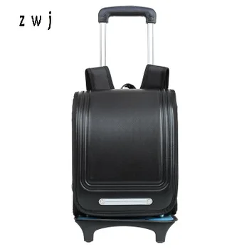 School Trolley Backpack For Children School Bag For Kids Japanese PU Solid Student Luggage Bags For Boys And Girl
School Trolley Backpack For Children School Bag For Kids Japanese PU Solid Student Luggage Bags For Boys And Girl