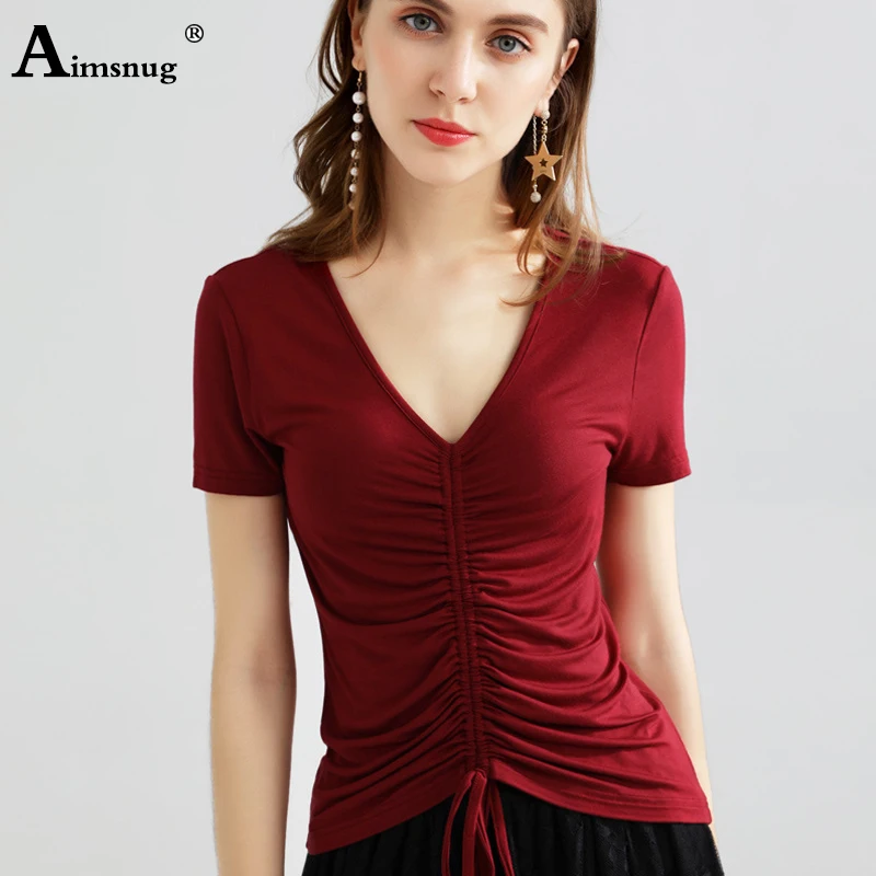 Plus size S-3XL Splice Crop Top Fold Drawstring Tee Shirt Female Tops V-neck Half Sleeve New Summer 2019 T shirt Women's T-shirt
Plus size S-3XL Splice Crop Top Fold Drawstring Tee Shirt Female Tops V-neck Half Sleeve New Summer 2019 T shirt Women's T-shirt