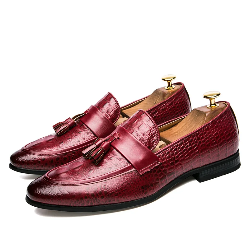 mens tassel shoes leather italian formal snake fish skin dress office footwear luxury brand fashion elegant oxford shoes for men (2)