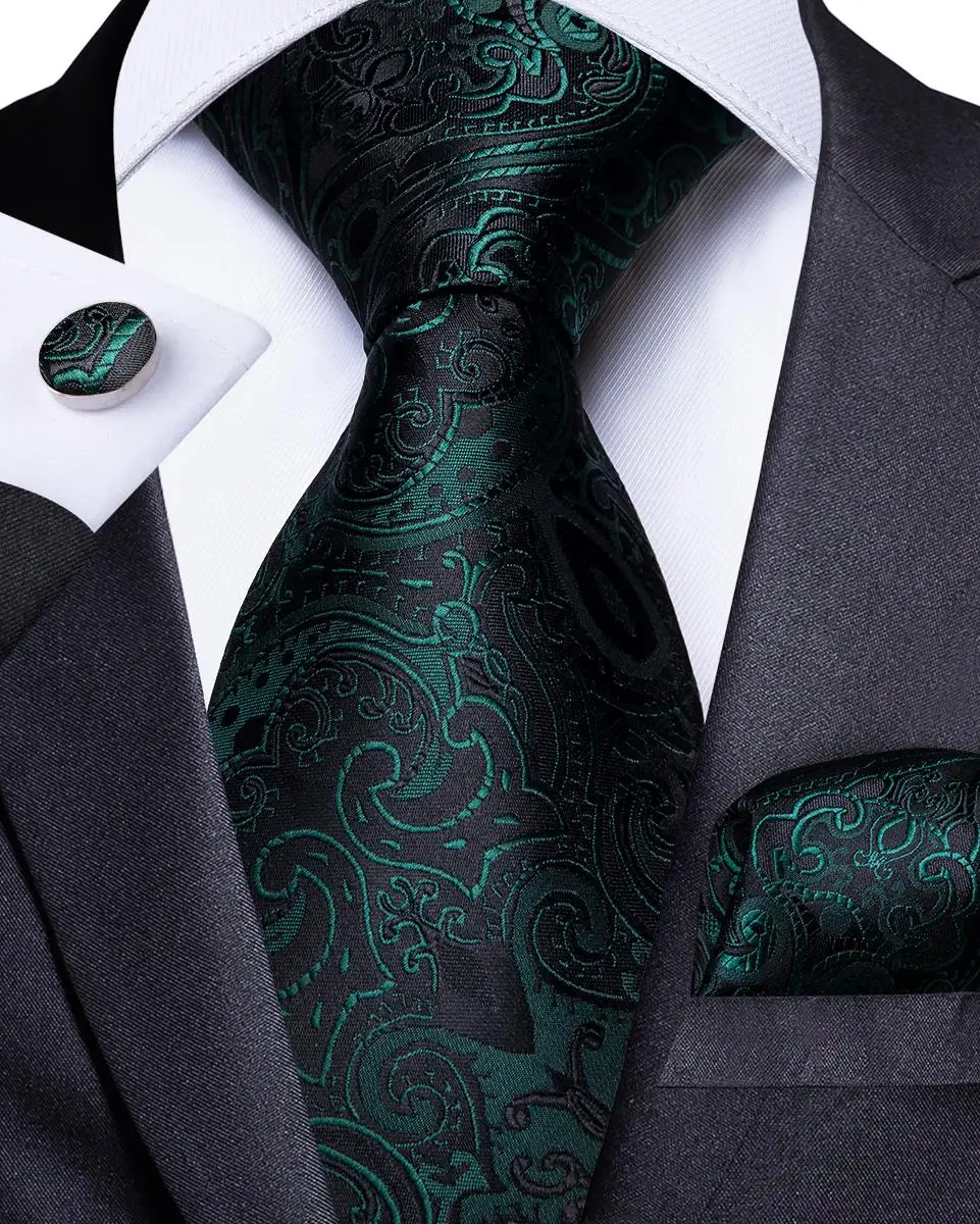 Men Tie Green Black Floral Necktie For Men Designer Tie Set Hanky Cufflinks Fashion Tie DiBanGu Business Wedding Party MJ-7177
Men Tie Green Black Floral Necktie For Men Designer Tie Set Hanky Cufflinks Fashion Tie DiBanGu Business Wedding Party MJ-7177