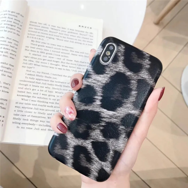 Vintage Leopard Skin Pattern Phone Case for iphone 7 Case for iPhone 6 6S 7 8 Plus X XS MAX Case Luxury Soft PU Leather Cover   09