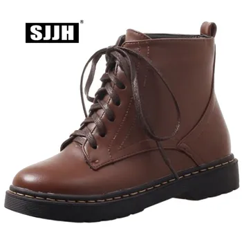 SJJH Women Lace-up Flat Ankle Boots with Round Toe Short Plush Motorcycle Boots Fashion Casual Neutral Shoes Large Size A924
SJJH Women Lace-up Flat Ankle Boots with Round Toe Short Plush Motorcycle Boots Fashion Casual Neutral Shoes Large Size A924