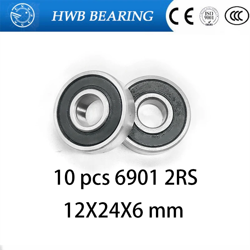 Best Price! 10 pcs 6901 2RS Deep groove ball bearing steel 12X24X6 mm | Обустройство дома