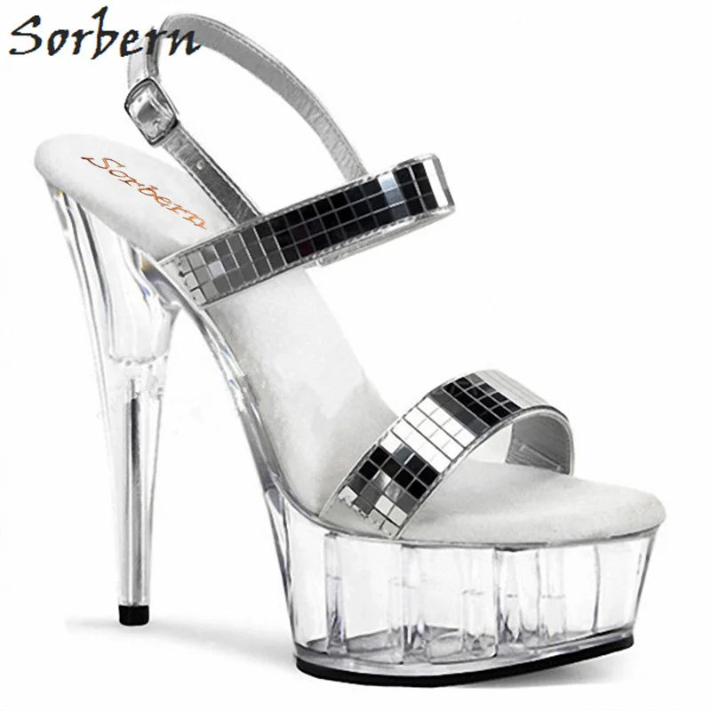 

Sorbern Sandalias Mujer 2018 Women Sandals Buckle Strap Spike Heels 15CM Heels Height Fashion Ladies Party Sandals Shoes