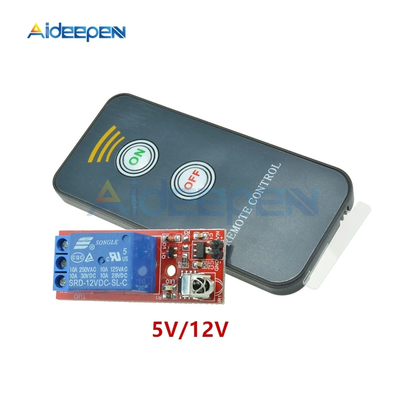 DC 5V 12V 1 Channel Infrared IR Remote Switch Control Relay Module 1 CH Relay Driving Board Controller For Arduino DIY
DC 5V 12V 1 Channel Infrared IR Remote Switch Control Relay Module 1 CH Relay Driving Board Controller For Arduino DIY