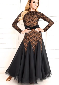 fashion standard ballroom dress women's double layer lace one-piece dress
fashion standard ballroom dress women's double layer lace one-piece dress