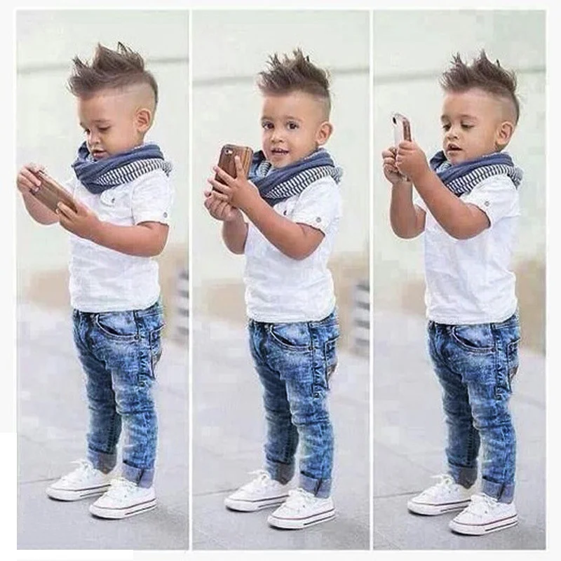 2017 New Summer Kids Clothes Sets Boys White T-shirt+Jeans Denim trousers+triped Scarf 3 pieces set UK style fashion suit
2017 New Summer Kids Clothes Sets Boys White T-shirt+Jeans Denim trousers+triped Scarf 3 pieces set UK style fashion suit