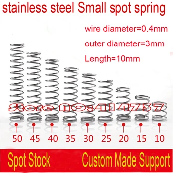 50pcs 0.4*3*10mm stainless steel Small spot spring 0.4mm wire micro spring compression spring pressure spring OD=3mm
50pcs 0.4*3*10mm stainless steel Small spot spring 0.4mm wire micro spring compression spring pressure spring OD=3mm