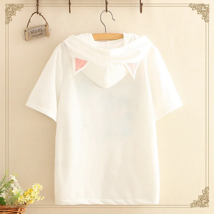 Waliicorners Japanese Cute Anime White T Shirt Women Harajuku Kawaii Black Cat Ear Print Children Girl Tops 2019 Casual Loose 90s Tee Shirts 21 HTB1T88 a8OD3KVjSZFF763n9pXaU