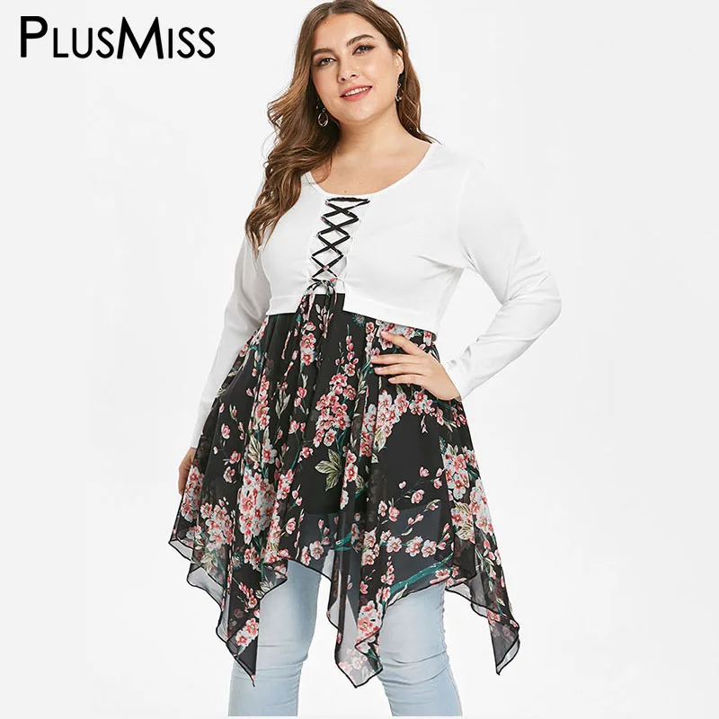 PlusMiss Plus Size 5XL Lace Up Floral Print Tunic Long Boho Tops Women Spring Long Sleeve Chiffon Blouse Big Size XXXXL XXXL XXL
PlusMiss Plus Size 5XL Lace Up Floral Print Tunic Long Boho Tops Women Spring Long Sleeve Chiffon Blouse Big Size XXXXL XXXL XXL