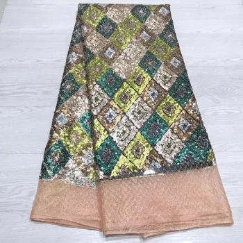 High Quality 2019 African French Net Lace Fabric Embroidered Nigerian Lace Fabric 5Yards Guipure Cord Lace With Sequins
High Quality 2019 African French Net Lace Fabric Embroidered Nigerian Lace Fabric 5Yards Guipure Cord Lace With Sequins