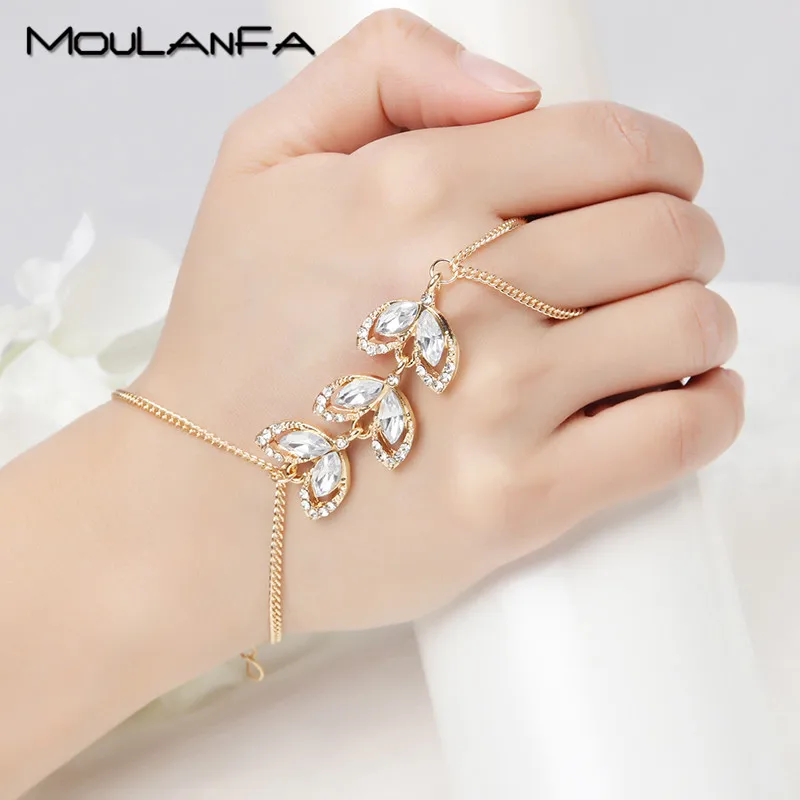 MOULANFA Fashion Trendy Slave Bracelet Hand Palm Bracelet Connected Finger chain crystal Vine Leaf Bracelet with finger chain
MOULANFA Fashion Trendy Slave Bracelet Hand Palm Bracelet Connected Finger chain crystal Vine Leaf Bracelet with finger chain