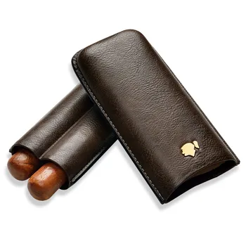 High-end Solid Color Gadget Excellent Brown Leather Portable 2 Holder Cigar Case Cigar Tube W/ Black Gift Box
High-end Solid Color Gadget Excellent Brown Leather Portable 2 Holder Cigar Case Cigar Tube W/ Black Gift Box