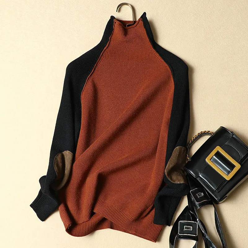 women loose knit turtleneck sweater new autumn and winter patchwork all-match long sleeved Pullover female coat
women loose knit turtleneck sweater new autumn and winter patchwork all-match long sleeved Pullover female coat