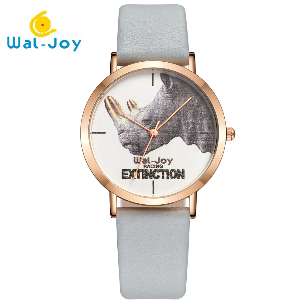 

Wal-Joy 2018 New Fashion Rhinoceros Design Personal Leather Strap Women Retro Style Simple Waterproof Watch Quartz Black Watch