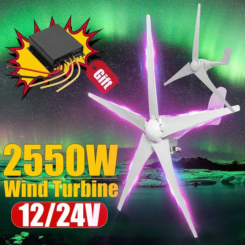 2550W 12/24/48V Wind Power Turbines Generator 3/5 Wind Blades Option With Waterproof Charge Controller Fit for Home Or Camping
2550W 12/24/48V Wind Power Turbines Generator 3/5 Wind Blades Option With Waterproof Charge Controller Fit for Home Or Camping