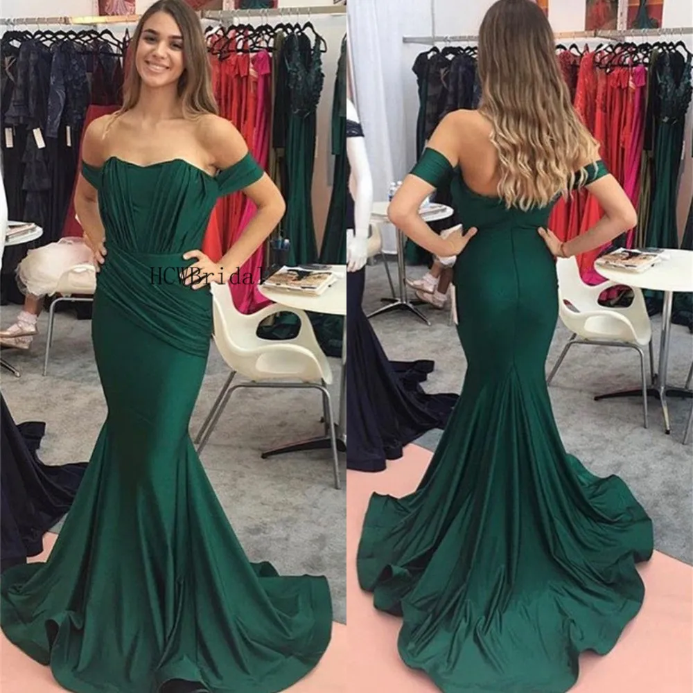Elegant Dark Green Mermaid Dress Evening Pleat Elastic Satin Sweep Train Off The Shoulder Long Formal Occasion Dresses Cheap
Elegant Dark Green Mermaid Dress Evening Pleat Elastic Satin Sweep Train Off The Shoulder Long Formal Occasion Dresses Cheap
