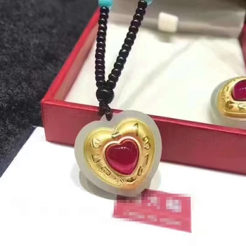 Koraba Fine Jewelry 24K Gold Chinese White Jade Pendant Rope Necklace Red Heart Lover Handmade Necklace Gifts for Women
Koraba Fine Jewelry 24K Gold Chinese White Jade Pendant Rope Necklace Red Heart Lover Handmade Necklace Gifts for Women