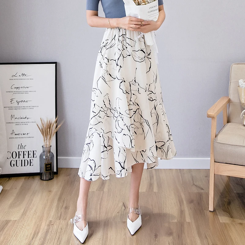 Ailegogo New Women Chiffon Asymmetrical Print Skirt Spring Summer Casual Ruffles Midi Skirts High Waist Black Beige Slim Skirt
Ailegogo New Women Chiffon Asymmetrical Print Skirt Spring Summer Casual Ruffles Midi Skirts High Waist Black Beige Slim Skirt