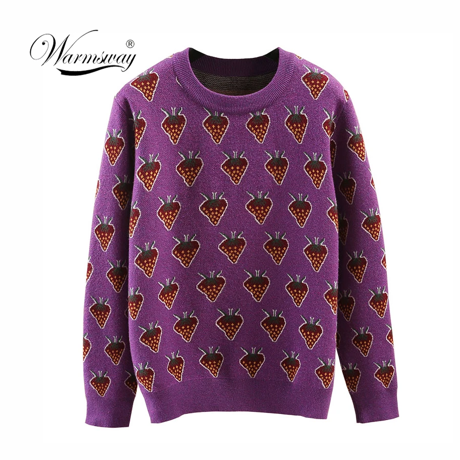 Europe Sweet Strawberry Lurex Pullover 2019 New Fall Winter sueter mujer Cute Purple Knitted Sweater Women Runway Jumper C-325
Europe Sweet Strawberry Lurex Pullover 2019 New Fall Winter sueter mujer Cute Purple Knitted Sweater Women Runway Jumper C-325