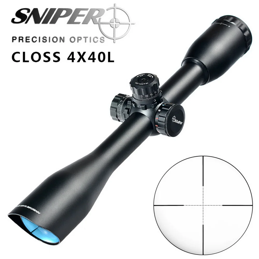 Фото SNIPER LT 4X40L Angled Integral Sunshade Hunting Riflescope Full Size Tactical Optical Sight Mil dot Illuminated Rifle Scope | Спорт и