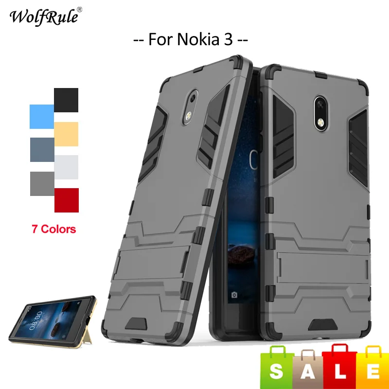 WolfRule чехол для Nokia 3 мягкий TPU и PC держатель стенд антидетонационный телефона Nokia3