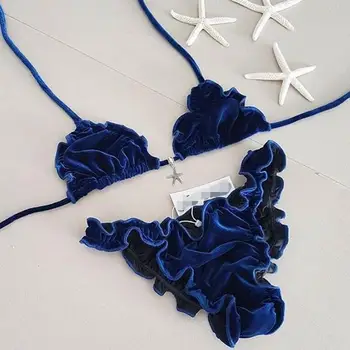 Swimwear Push Up Biquini Bikini Swimsuit Halter Bikinis Set Bathing Suit Maillot Brazilian Sexy Velvet Blue Women Low Waist
Swimwear Push Up Biquini Bikini Swimsuit Halter Bikinis Set Bathing Suit Maillot Brazilian Sexy Velvet Blue Women Low Waist