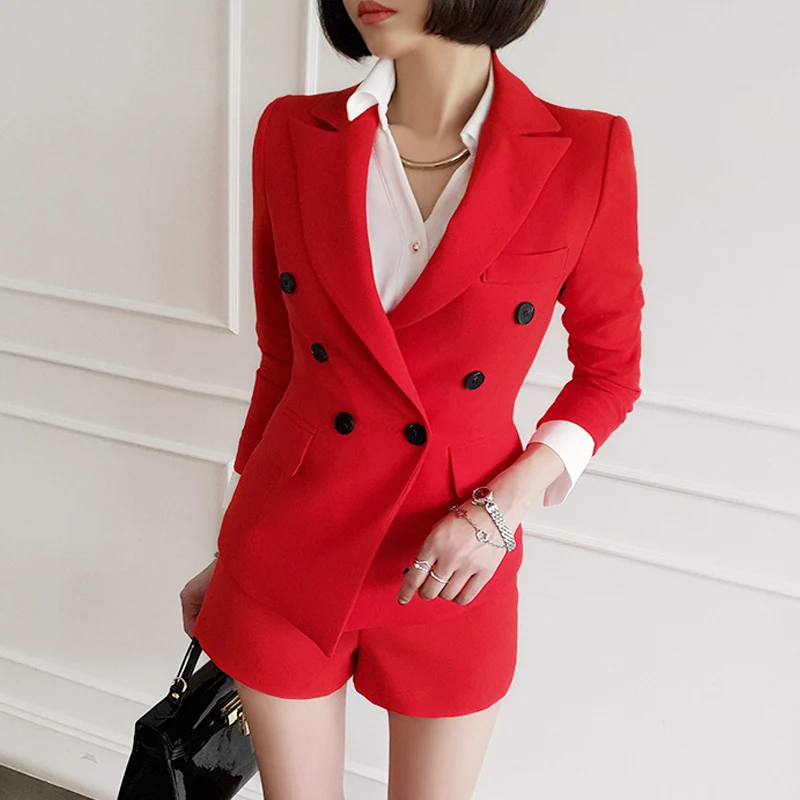 Women Clothes New Fashion Casual Shorts Suit Female Korean Red Jacket Was Thin Two-piece Set Women Suit
Women Clothes New Fashion Casual Shorts Suit Female Korean Red Jacket Was Thin Two-piece Set Women Suit