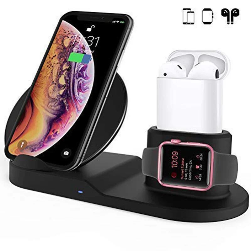 Qi Wireless Charger Station Stand for Samsung S10 iPhone XS Max X 8 Airpods Fast 10W Charging Dock for Apple Watch Series 4 3
Qi Wireless Charger Station Stand for Samsung S10 iPhone XS Max X 8 Airpods Fast 10W Charging Dock for Apple Watch Series 4 3
