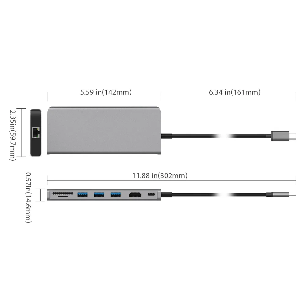 Адаптер AMKLE Type C USB HDMI 4K HUB RJ45 SD/TF PD Ethernet адаптер Thunderbolt Dongle|Кабели VGA| |