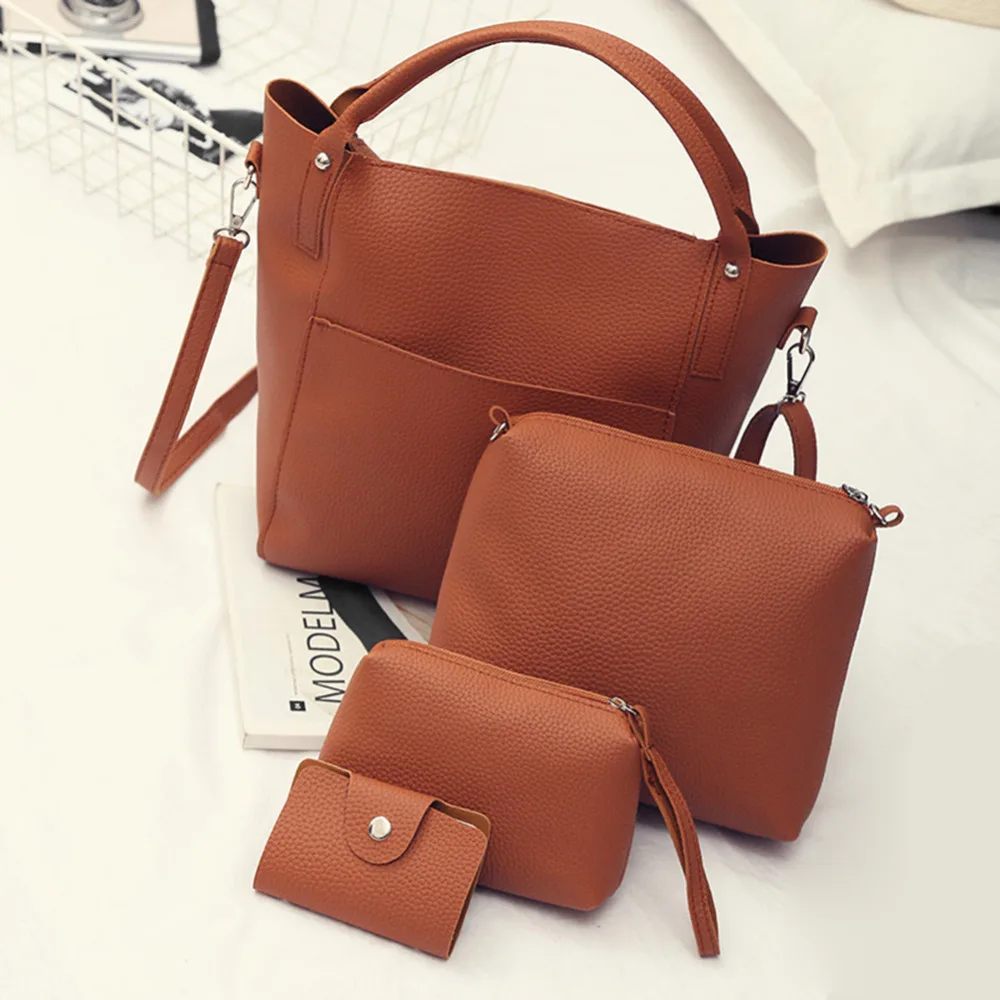 4pcs Women PU Leather Rivet Handbag Crossbody Bag Clutch Bag Card Holder Bucket Handbags Composite Set
4pcs Women PU Leather Rivet Handbag Crossbody Bag Clutch Bag Card Holder Bucket Handbags Composite Set
