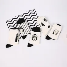 Japão estilo legal sexy feminino cabeça engraçada estampado meias curtas algodão engraçado hipster arte tornozelo preto e branco estilo harajuku sox(China)