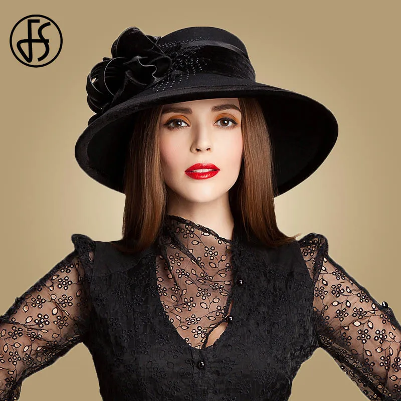 FS 100% Wool Church Hats For Black Women Elegant Autumn Winter Large Wide Brim Fedora Ladies Felt Bowler With Flower Cloche Hat
FS 100% Wool Church Hats For Black Women Elegant Autumn Winter Large Wide Brim Fedora Ladies Felt Bowler With Flower Cloche Hat