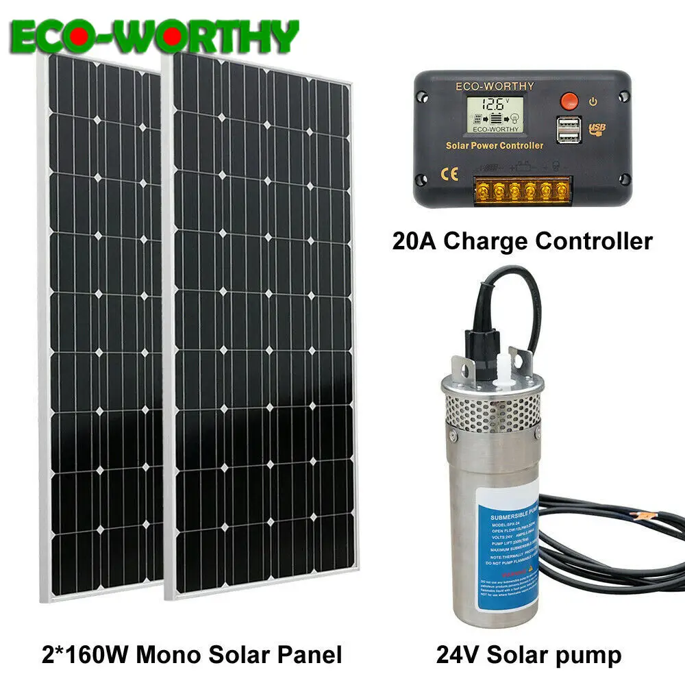 ECOworthy 320W Solar Panel& DC 24V Deep Well Stainless Water Pump& 20A controller Home Ranch Irrigation solar power pump system
ECOworthy 320W Solar Panel& DC 24V Deep Well Stainless Water Pump& 20A controller Home Ranch Irrigation solar power pump system