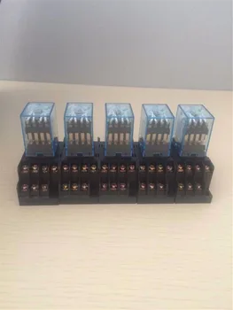 5 Sets Mini Relay MY4NJ 14 Pin 5A With LED + PYF14A Socket Base Intermediate Relay 12VDC 24VDC 110VAC 220VAC