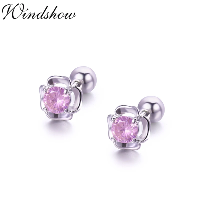 Cute 925 Sterling Silver Flower Pink CZ Screw Back Stud Earrings For Women Girls Kids Piercing Jewelry Orecchini Aros Aretes
Cute 925 Sterling Silver Flower Pink CZ Screw Back Stud Earrings For Women Girls Kids Piercing Jewelry Orecchini Aros Aretes