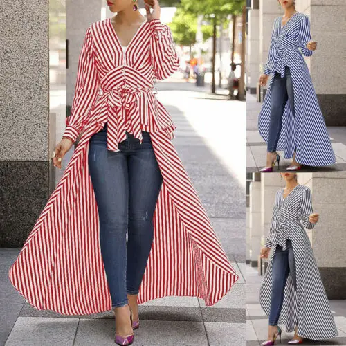 Hirgin Fashion Women Striped Ruffles Shirt Top Ladies Autumn Asymmetric Blouse Dress
Hirgin Fashion Women Striped Ruffles Shirt Top Ladies Autumn Asymmetric Blouse Dress