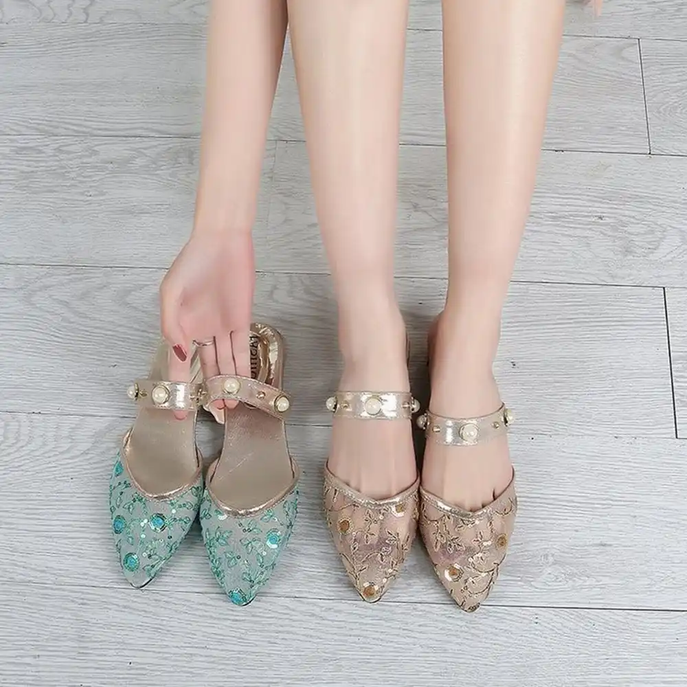 pointed strappy flats