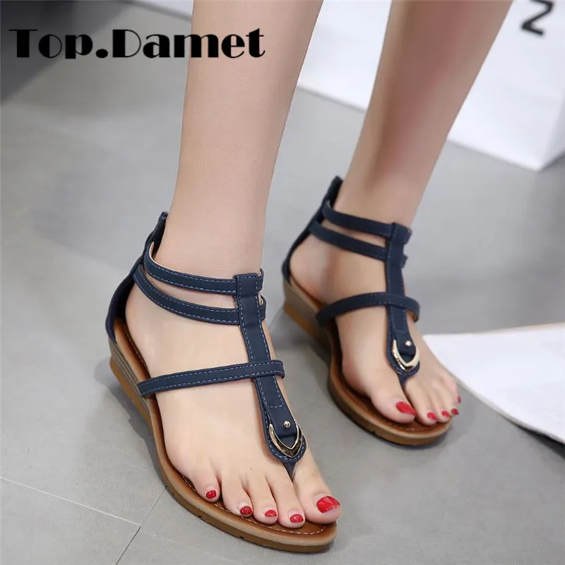 Top.Damet Women Gladiator Sandals Fashion Wedges Solid Color Summer Shoes Zip Low Heel Beach Sandals for Female Plus Size
Top.Damet Women Gladiator Sandals Fashion Wedges Solid Color Summer Shoes Zip Low Heel Beach Sandals for Female Plus Size