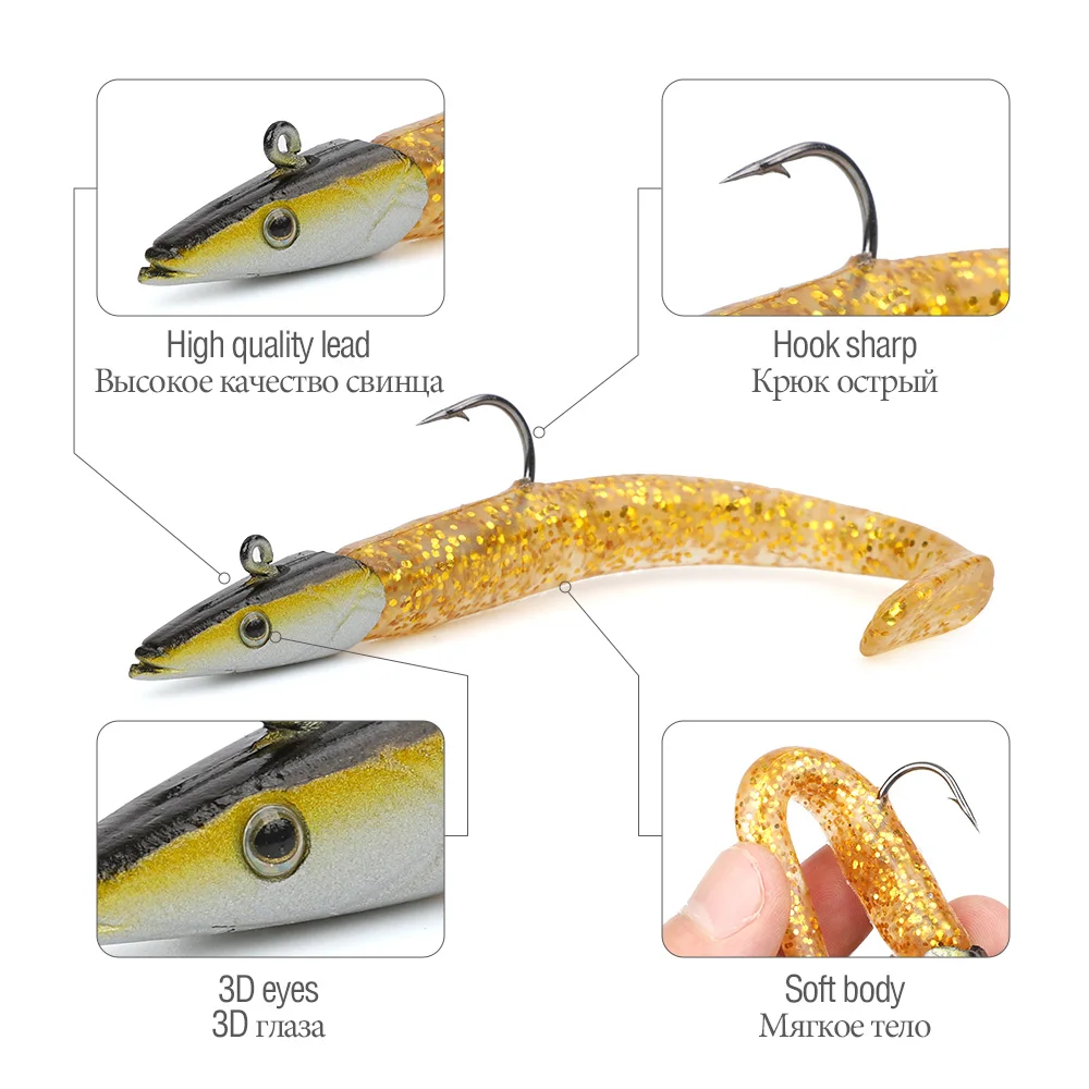 DONQL 5Pcs Lead Head Soft Fishing Lure Jig 主图04
