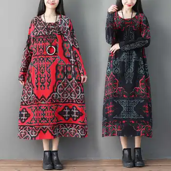 New Autumn and Winter Traditional Easy Long sleeves Cotton and Linen Woman National Wind Costume Printing Dress NY1881859 
New Autumn and Winter Traditional Easy Long sleeves Cotton and Linen Woman National Wind Costume Printing Dress NY1881859