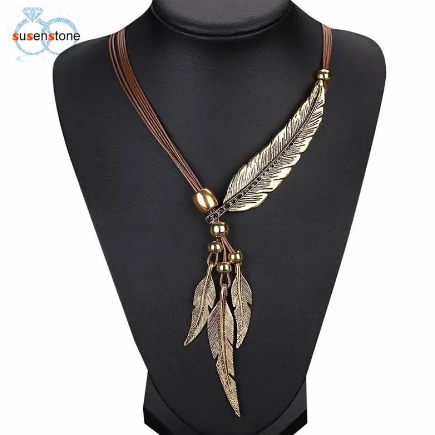 SUSENSTONE 2018 Fashion Alloy Feather Antique Vintage Time Necklace Sweater Chain Pendant Jewelry Brown Gold Silver Kolye
SUSENSTONE 2018 Fashion Alloy Feather Antique Vintage Time Necklace Sweater Chain Pendant Jewelry Brown Gold Silver Kolye