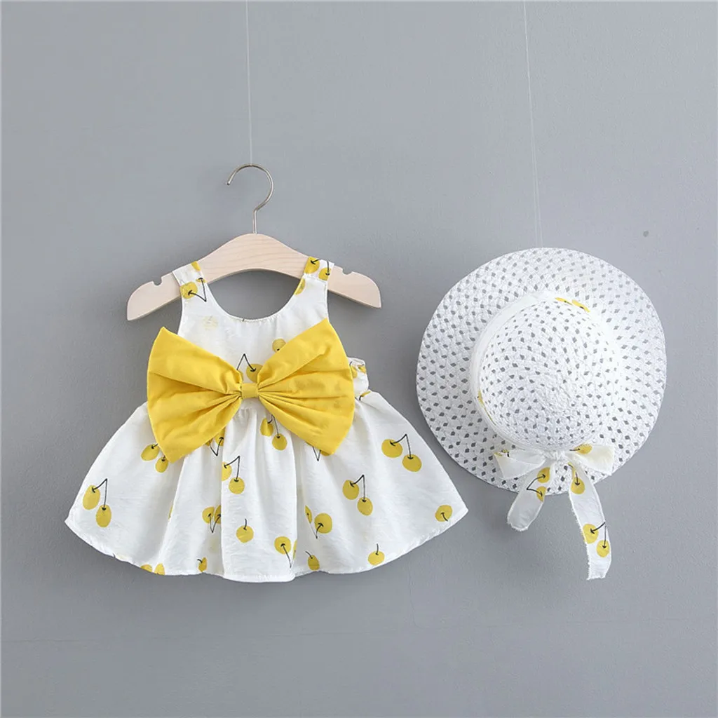 Toddler Baby Kids Girls Sleeveless Cherry Princess Dresses Bow+ Straw Hat 2pcs set Outfits baby girls Korean clothes Child set
Toddler Baby Kids Girls Sleeveless Cherry Princess Dresses Bow+ Straw Hat 2pcs set Outfits baby girls Korean clothes Child set
