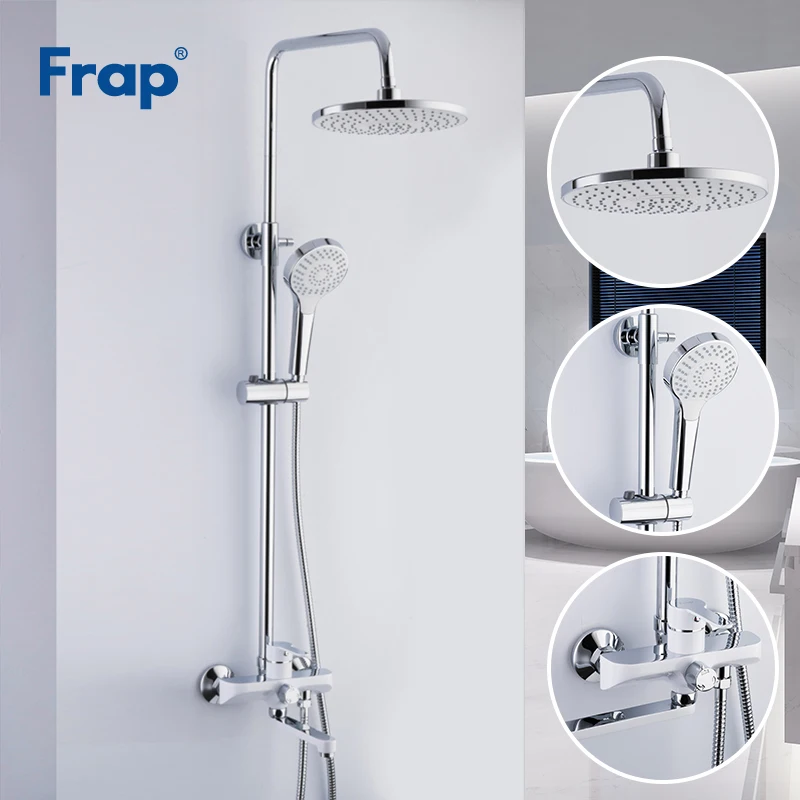 

Frap Bathroom Shower Faucets Set Rainfall Shower Head Taps Tub Spout Wall Mounted Faucet Bath Shower Mixer grifo ducha F2441