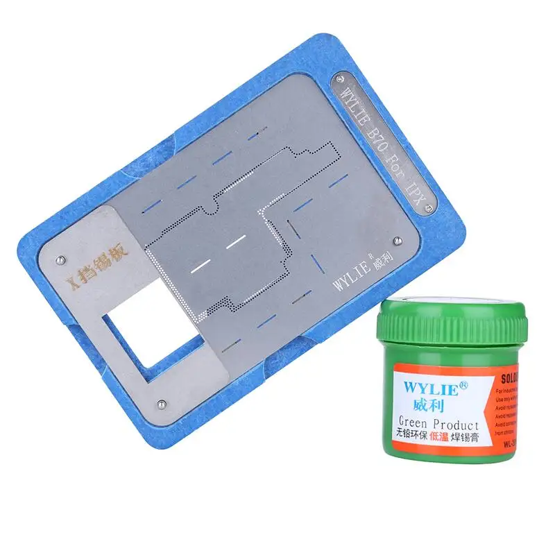 B70 For iPhone x middle-level motherboard Tin plant Suit Special fixed positioning Stencil + fixture + special solder paste
B70 For iPhone x middle-level motherboard Tin plant Suit Special fixed positioning Stencil + fixture + special solder paste
