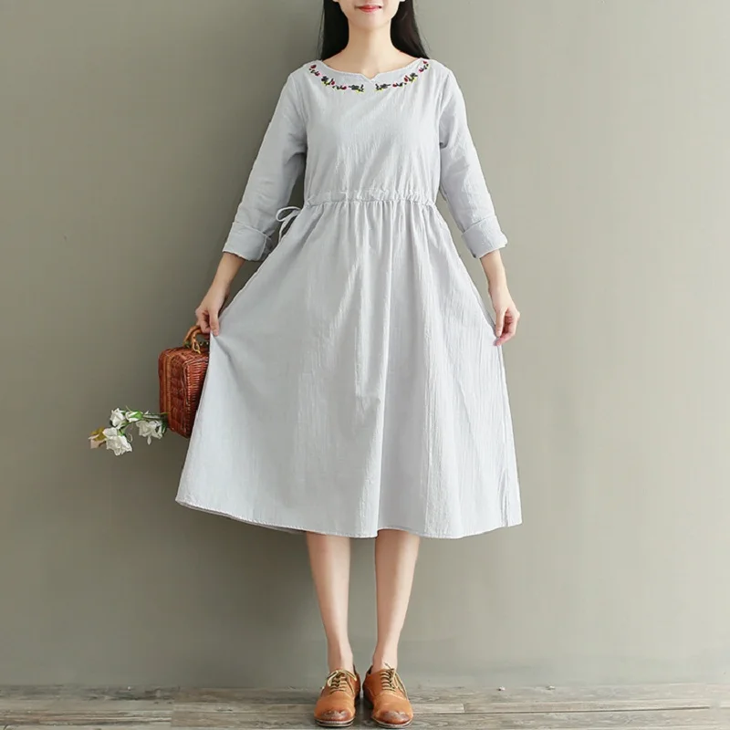 Mori Girl Spring Autumn Women Sweet Dress Cotton Linen Embroidery Femininos Vestidos Full Sleeve Elegant Vintage Long Dresses
Mori Girl Spring Autumn Women Sweet Dress Cotton Linen Embroidery Femininos Vestidos Full Sleeve Elegant Vintage Long Dresses