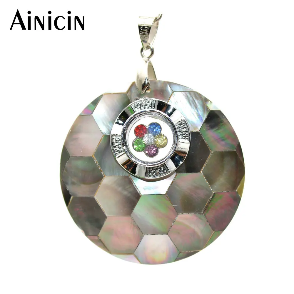 Natural Black Shell Jointed Rotational Rainbow Flower Pendants 38mm Fashion Women Birthday Gift Jewelry | Украшения и аксессуары