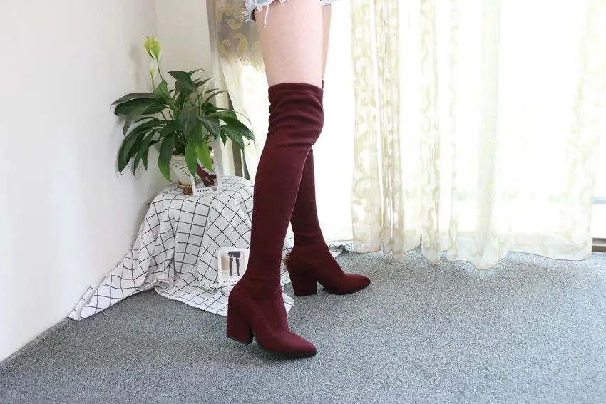 QUTAA Women Over The Knee High Boots