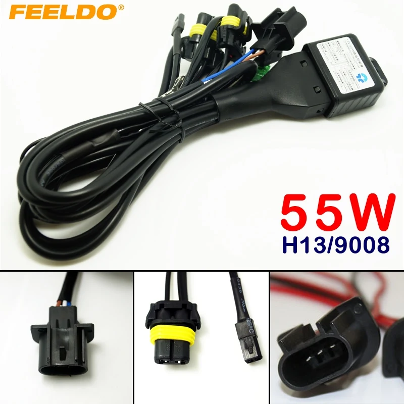 FEELDO 1 шт. 12 В 55 Вт H13/9008 Hi/Lo луч биксеноновое Реле Жгут для HID конверсионный комплект